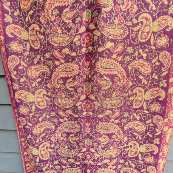 Gorgeous Paisley Red Gold Brown Pashmina Cashmere and Silk - Picture 3 of 12